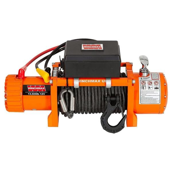 Winchmax 13,500lb 12V Electric Winch Mounting Plate 15 m x 10 mm Armourline Rope 3/8 inch hook
