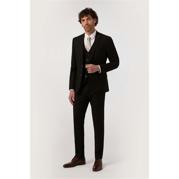 Antique Rogue Slim Fit Black Texture Stretch Jacket
