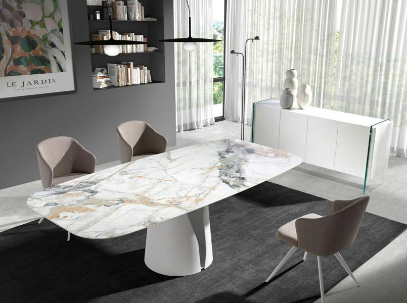 Angel Cerdá Sideboard white wood and tempered glass 3058