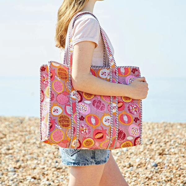 Paper High Fair Trade Pomegranate Quilted Cotton Tote Bag