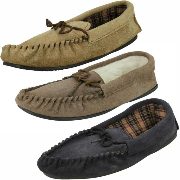 Mens Vamp Slippers Moccasin