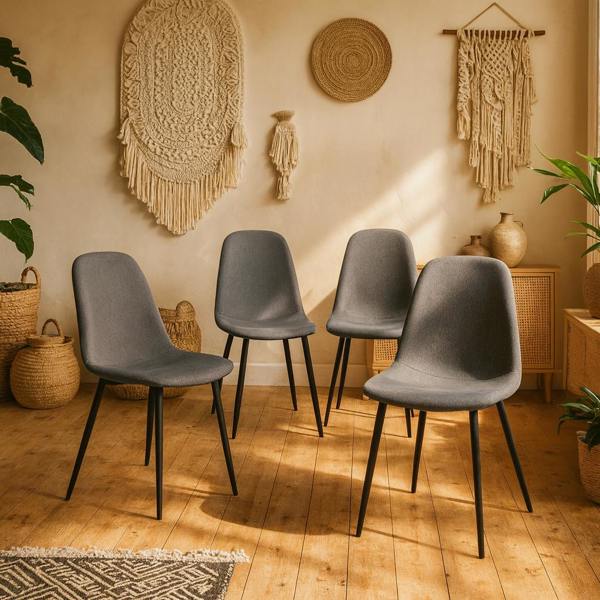 Wyld Haus Set of 4 Tipsyfern Light Grey Upholstered  Dining Chair