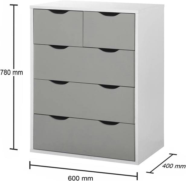 Timber Art Design Alton 3+2 Drawer Bedroom Cabinet Bedside Chest Of Drawers
