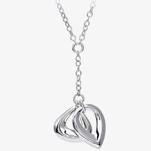 T. H. Baker Sterling Silver Diamond Double Pear Shaped Necklace PNE01762