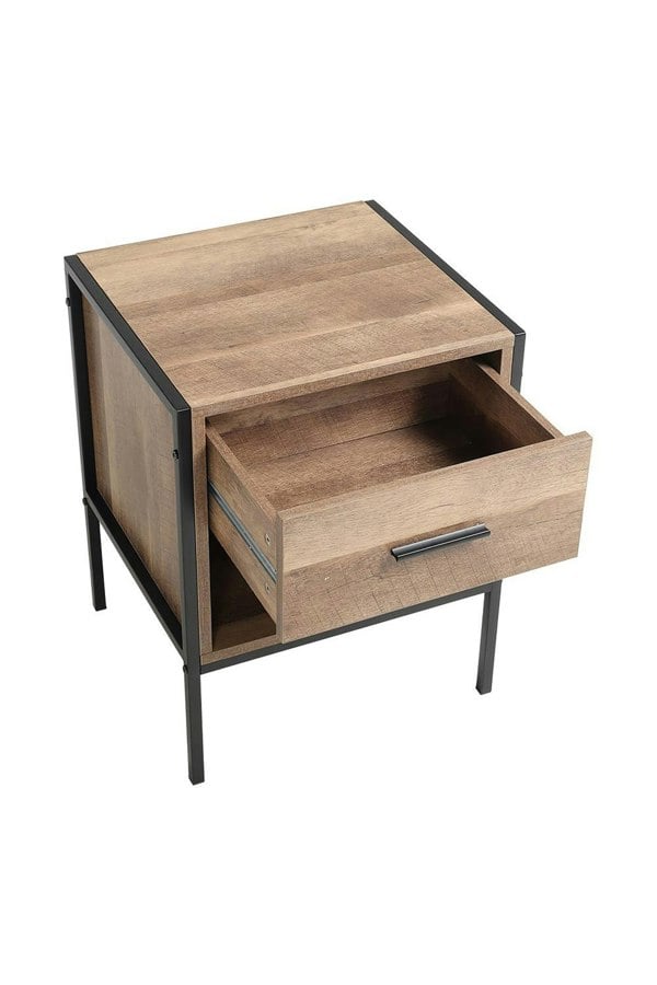 Living and Home Wooden Nightstand Sofa Side Table with Drawer