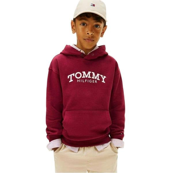 Tommy Hilfiger Childrens/Kids Logo Hooded Drawstring Hoodie - Cherry Red - 