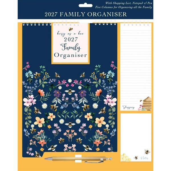 Bees & Flowers Family Organiser 2027, Family Planners, Month To View, Art, Gift