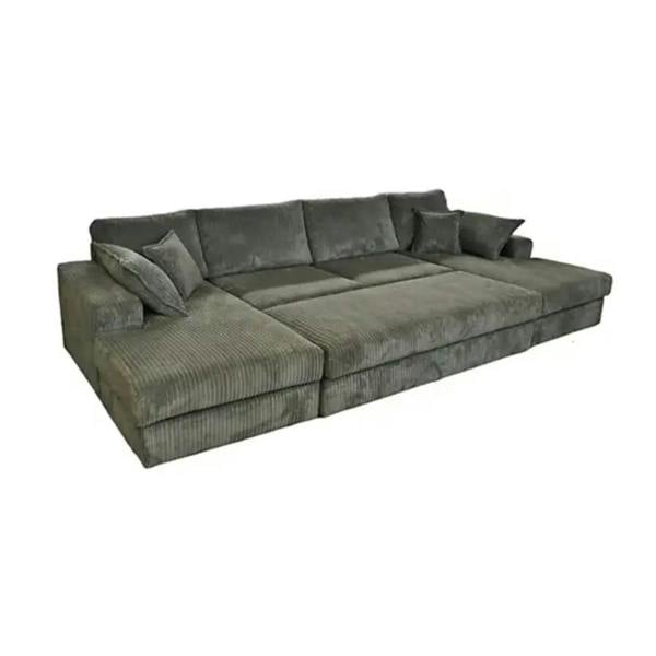 Snug Furniture Large Spacious Double Corner Sofa With Footstool Jumbo Cord