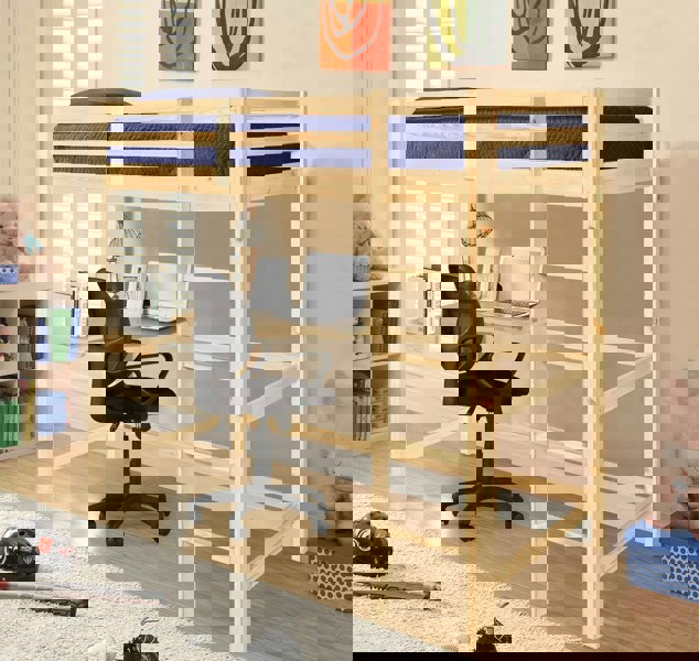 Comfy Living Space-Saving 3ft High Sleeper with Integrated Corner Desk - Perfect for Compact Living Spaces