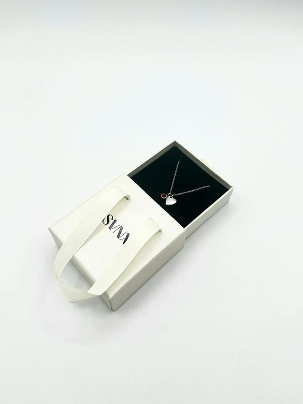 SVNX Mini Heart & July Birthstone Necklace in Silver - Gift Boxed