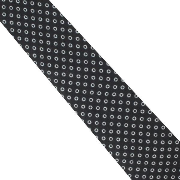 Dunhill Men's Black Silk Tie with Silver Ring Dot Pattern