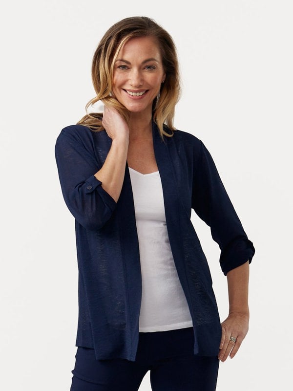PennyPlain Roll Up Sleeve Cardigan - French