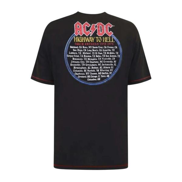 Duke Mens Hugh D555 Highway To Hell AC/DC Crew Neck Kingsize T-Shirt - Washed Black - 