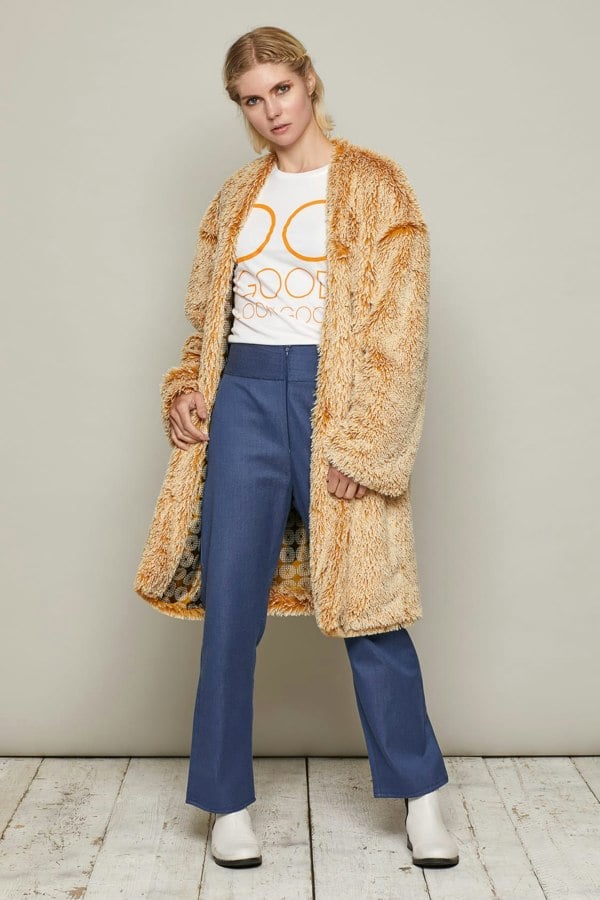 Bo Carter Anja Faux Fur Coat - Yellow