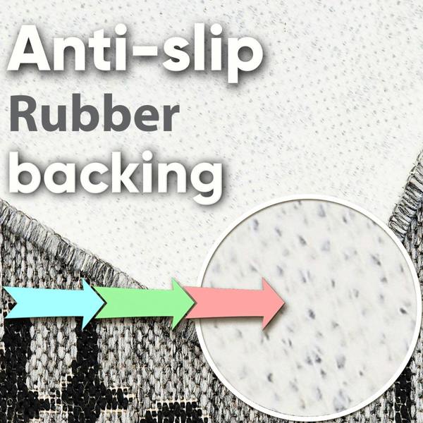 Non-Slip Grey Kitchen Rug Coffee Pattern Flat Weave Sisal Look Area Mat and Runner