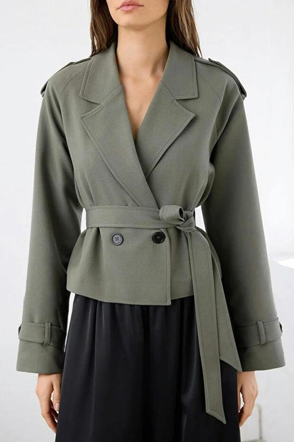 WOVCOR Woven Crop Blazer Jacket