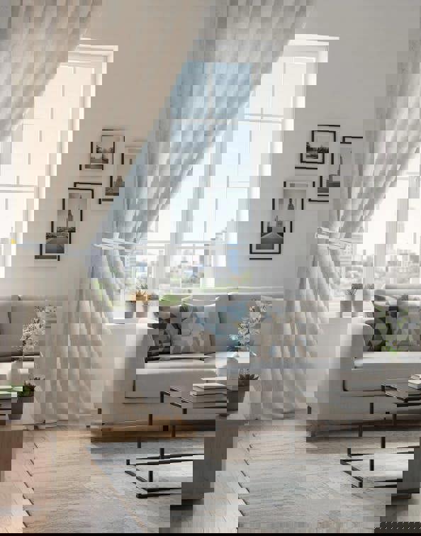 Anyhouz Anydrape Curtain Beige 150cmx250cm Romantic French Linen Jacquard Lace Blackout Curtain