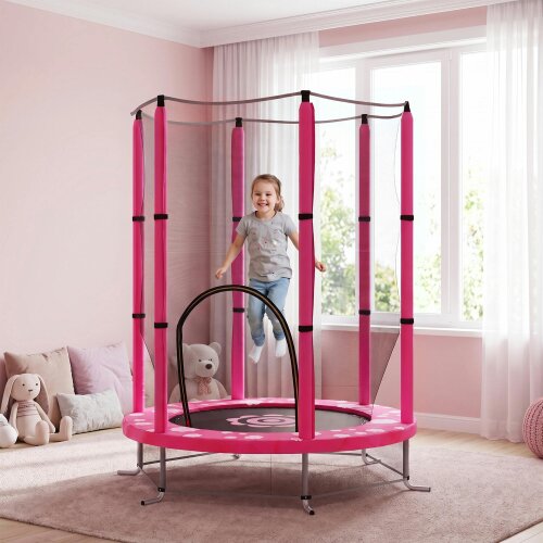 AIYAPLAY 4.6FT Kids Trampoline with Safety Enclosure Net