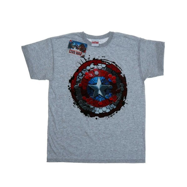 Marvel Mens Captain America Civil War Hex Shield T-Shirt - Heather Grey