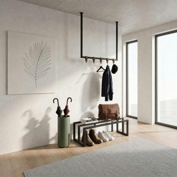 Decortie Roya Hall Set Shoe Rack, 5 Metal Hook Wall Rail 72 x 30 x 50.2 cm
