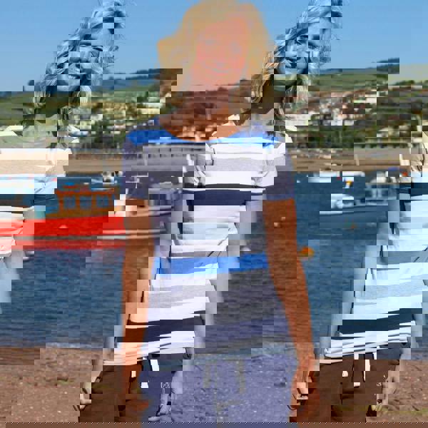 Lazy Jacks Women's Multi Stripe Breton Top - Blue