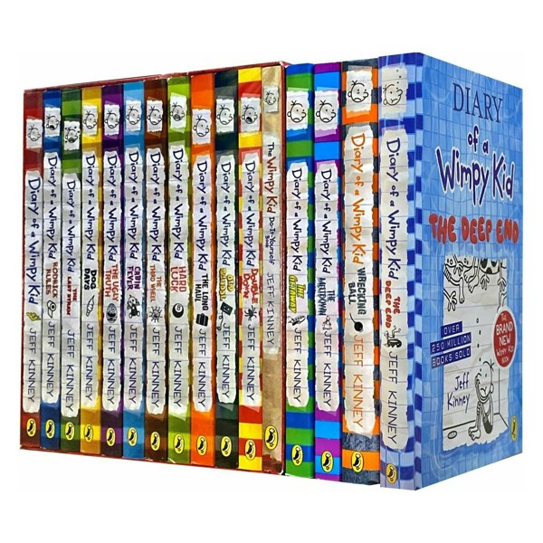 Diary Of A Wimpy Kid 16 Books Collection Set by Jeff Kinney The Deep End, Wrecking Ball