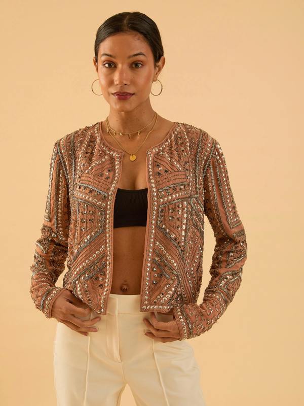 Rose & Nancy Briar Mink Pink Sequin Trophy Jacket