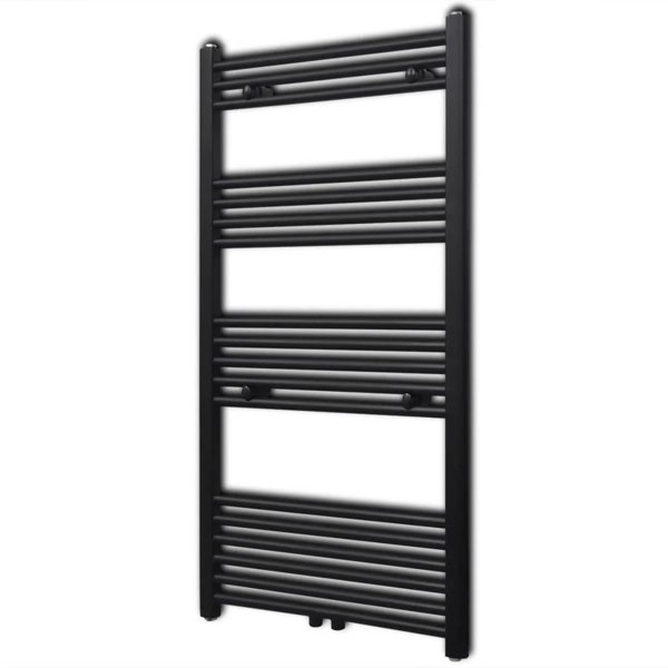 Berkfield Black Bathroom Central Heating Towel Rail Radiator Straight 600x1160mm