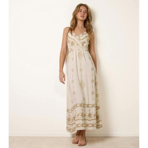 Blue Vanilla Embroidered Maxi Dress With Adjustable Straps