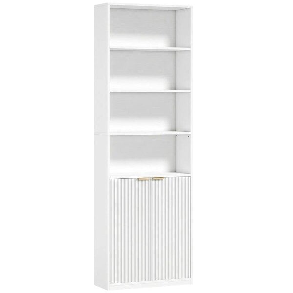 Bookcase Adjustable Shelf Bookshelf Anti-Tip Hardware 6-Tier, White