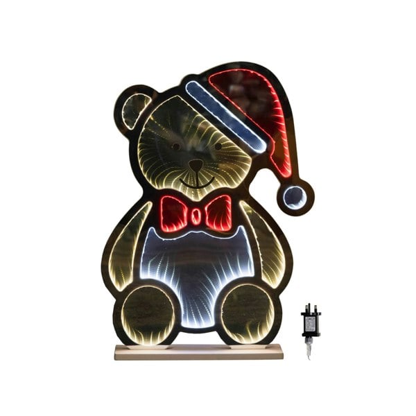 Samuel Alexander 60cm Light up Teddy Bear in Santa Hat Christmas Infinity Decoration with LEDs