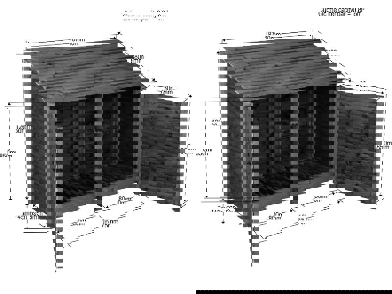 Arbor Garden Solutions Slatted Wooden Log Store with Doors W-187cm, H-126cm or 180cm, D-88cm