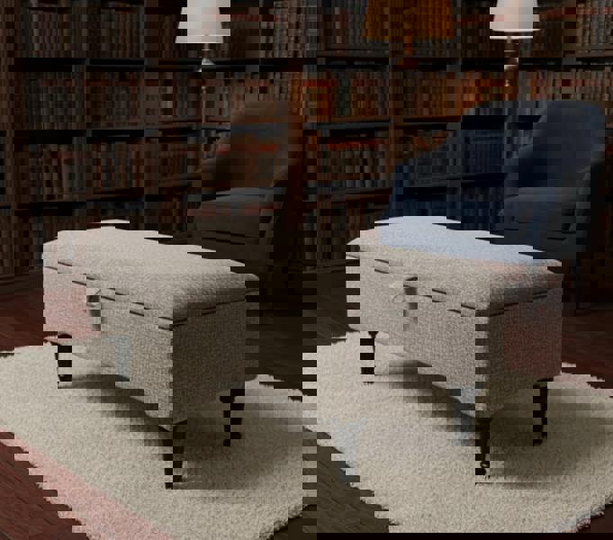 ISTOOLS Animal Print Cream Storage Ottoman Bench – Coffee Table, Pouffe Seat & Hidden Storage