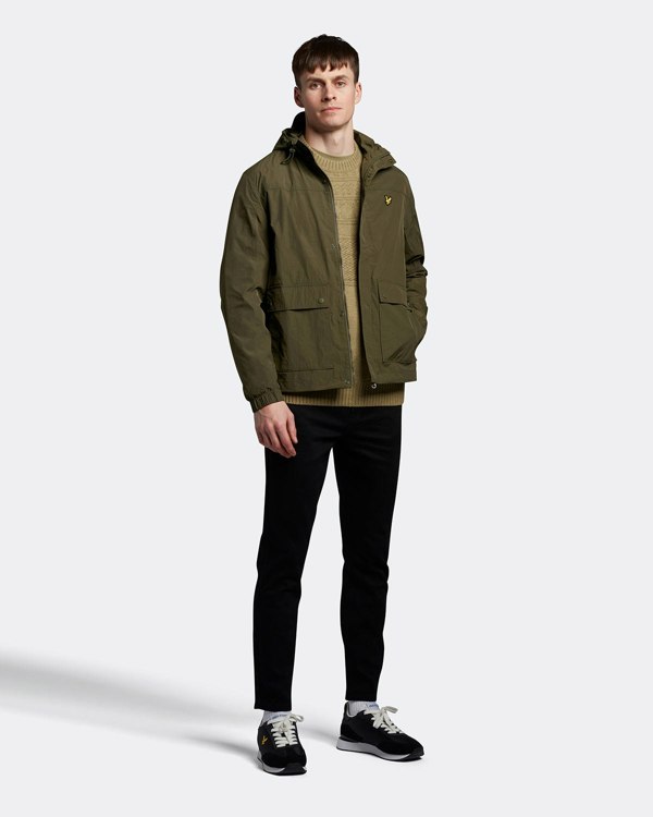 Lyle & Scott Branded Hooded Parka Jacket - Olive