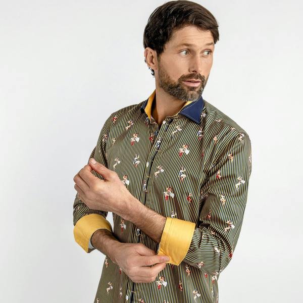 PIN UP GIRL FIREFIGHTER PRINT SHIRT - Premium Men's Patterned Shirt by Claudio Lugli | Bold Design, Tailored Fit, Best Printed Shirts