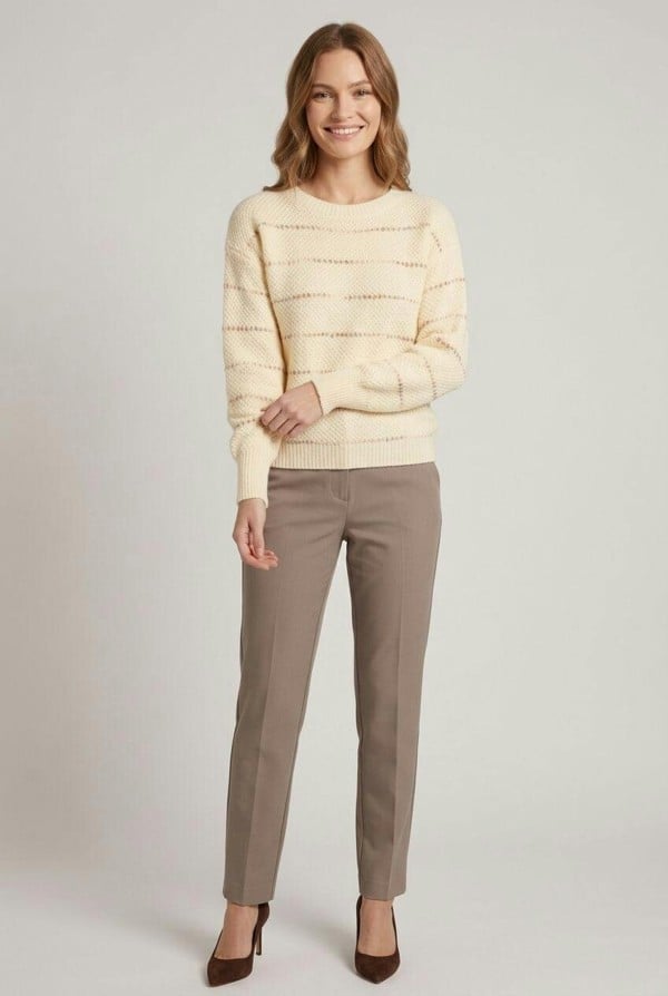 Izabel London Striped Textured Drop Shoulder Jumper