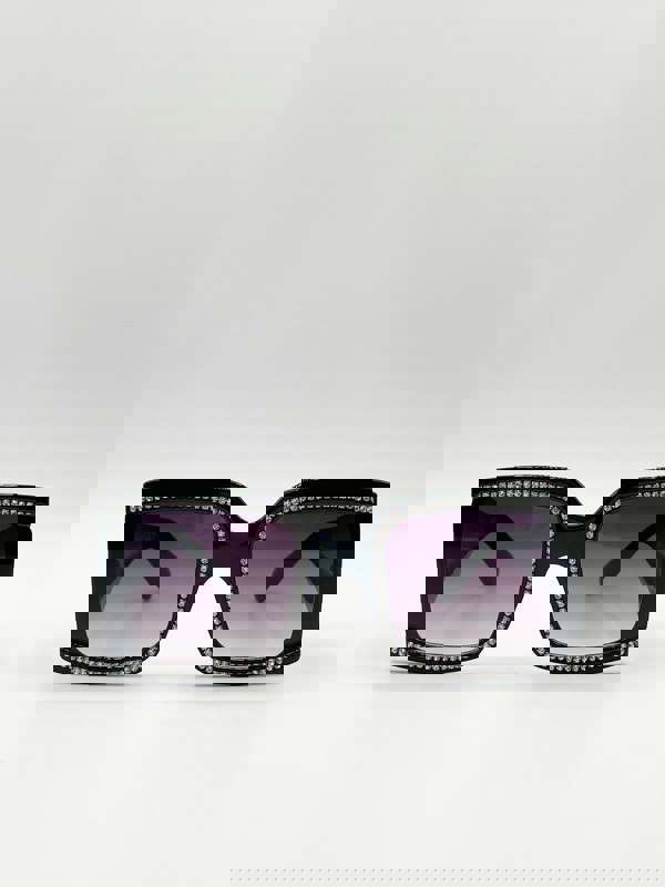 SVNX Oversized Square Sunglasses with Diamonte Detail