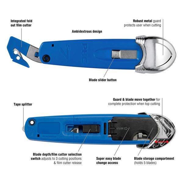 PHC Premium Multi Functional Safety Knife with Guard & Springback Blade - DaltonSafety