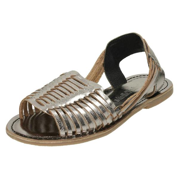 Leather Collection Ladies Leather Collection Flat Weaved Slingback Sandal