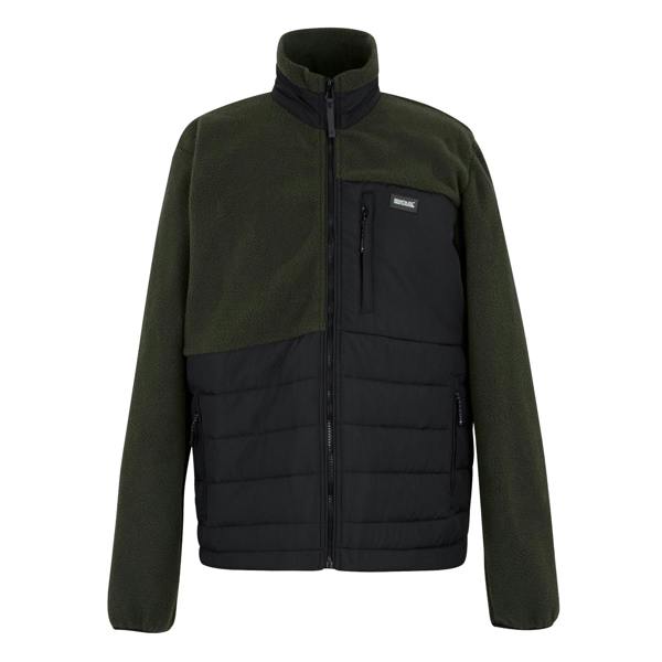 Regatta Mens Frankie Borg Full Zip Hybrid Jacket - Black/Dark Khaki - 