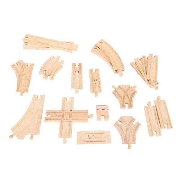 Bigjigs Rail Low Level Wooden Track Expansion Pack - 25 Pieces