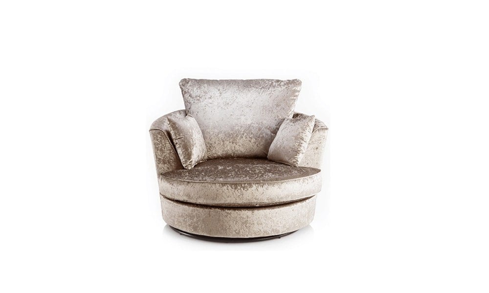 Dylan Crushed Velvet Fabric Swivel Chair Armchair in Mink