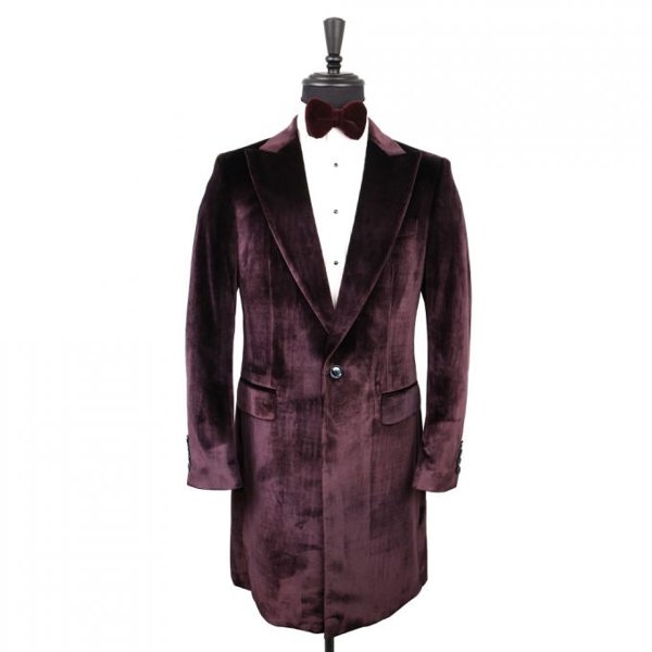 David WeJ Maison Velvet Overcoat - Plum