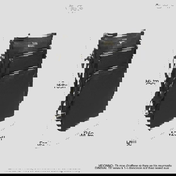 Assots London 'AGATHA' Black Real Soft Pebble Grain Leather Crossbody Bag