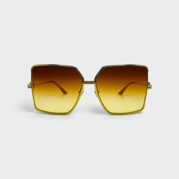 Casablanca Stainless Steel Square Sunglasses Gold Silver Orange Sunset Gradient