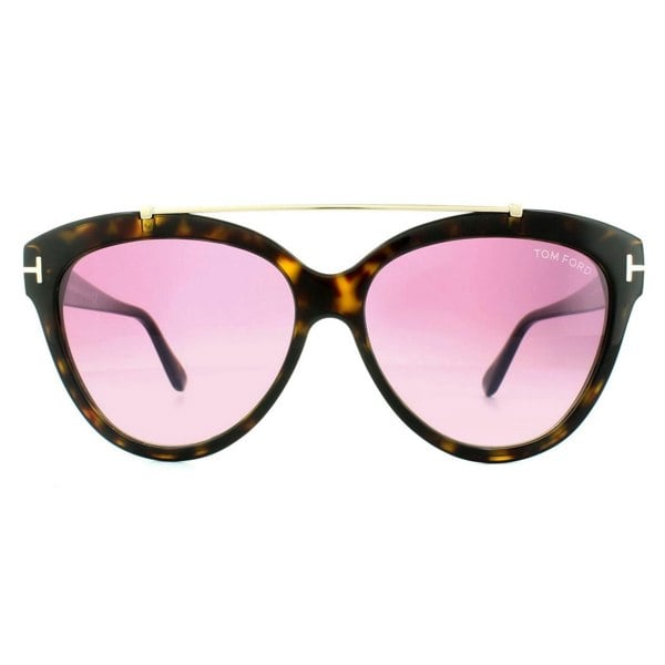 Rental Tom Ford Sunglasses 0518 Livia 52Z Dark Havana Gradient Mirror Violet