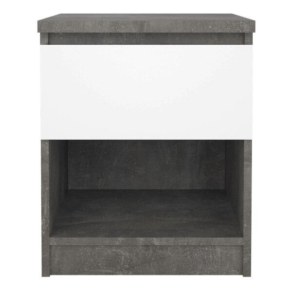 Wyld Haus Budapest Concrete Effect and White Wooden Bedside Table 1 Drawer 1 Shelf
