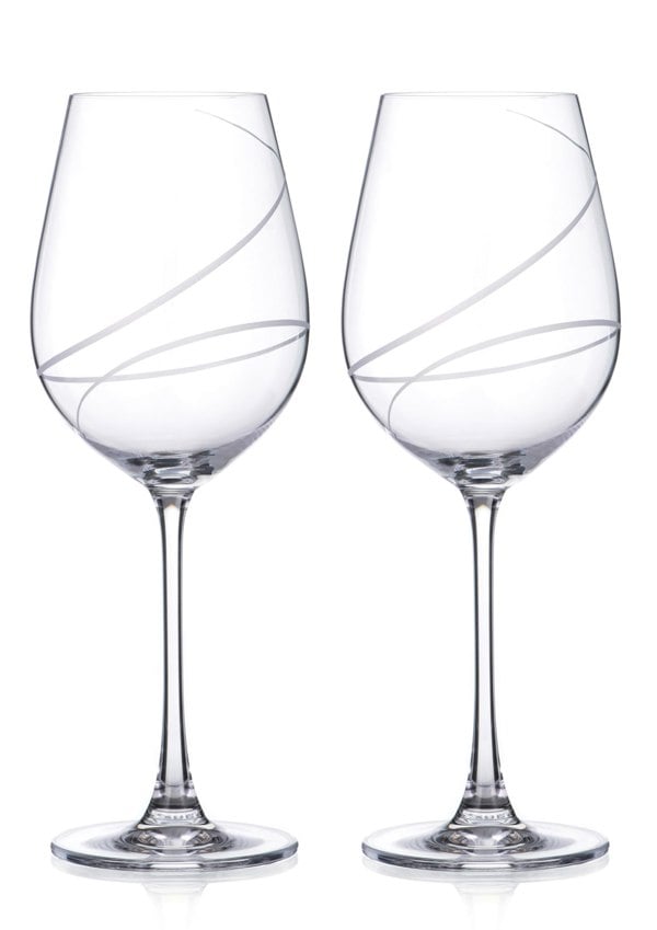 Diamante Red Wine Glasses Pair 'Aurora' with Swarovski Crystals - Set of 2