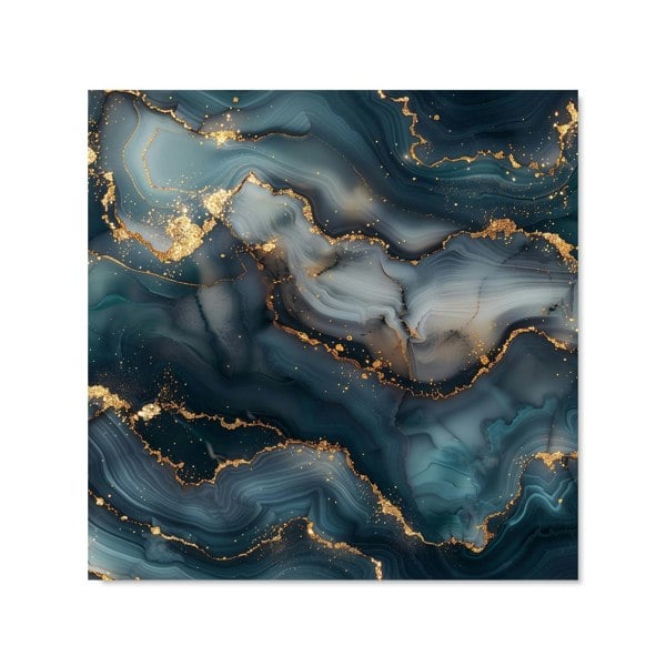 Warren Reed - Designer Blues And Gold Marble Effect Kitchen Splashback