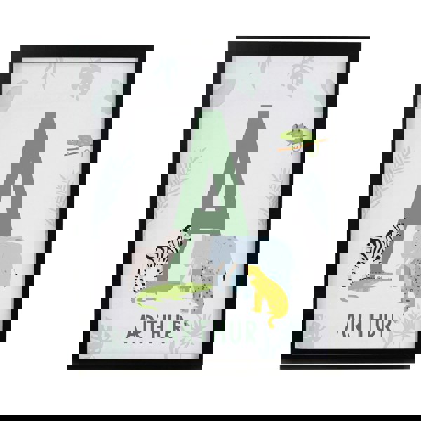 Personalised Memento Company Personalised Animal Initial Black Poster Frame